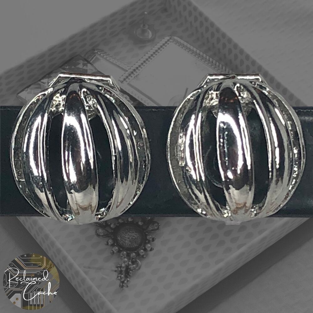 Silver Rounded Clip-On Stud Earrings